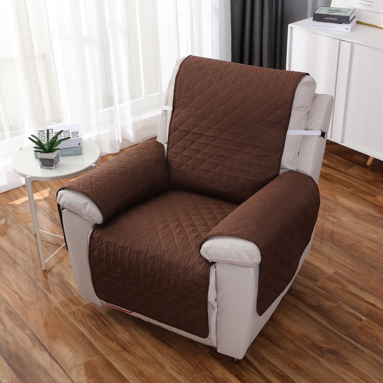 Überzug Möbelschutz Sitz Kaffee elastischem für Gesteppter Sesselhusse mit Matte Vliesstoff, Sessel Band, Haustier Liegesesselbezug, Sunicol, Anti-Rutsch,