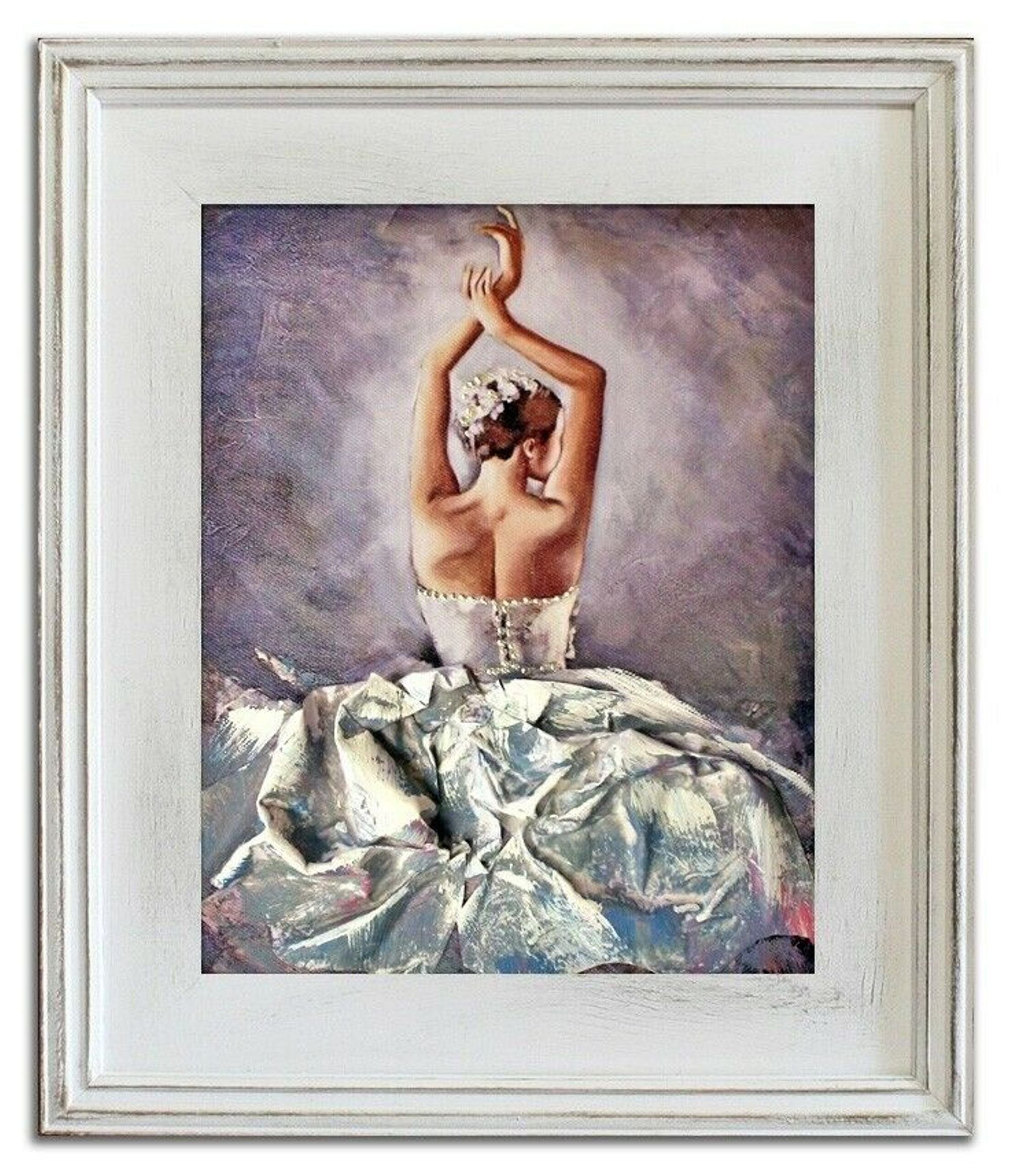 JVmoebel Gemälde Ölbild Öl Bild Gemälde Abstrakt 3d Handarbeit Ballerina 27x32 Sofort, Kunst