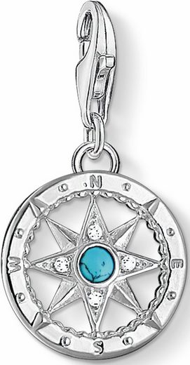 THOMAS SABO Charm-Einhänger »Kompass, 1228-405-17«, mit Zirkonia und Türkis