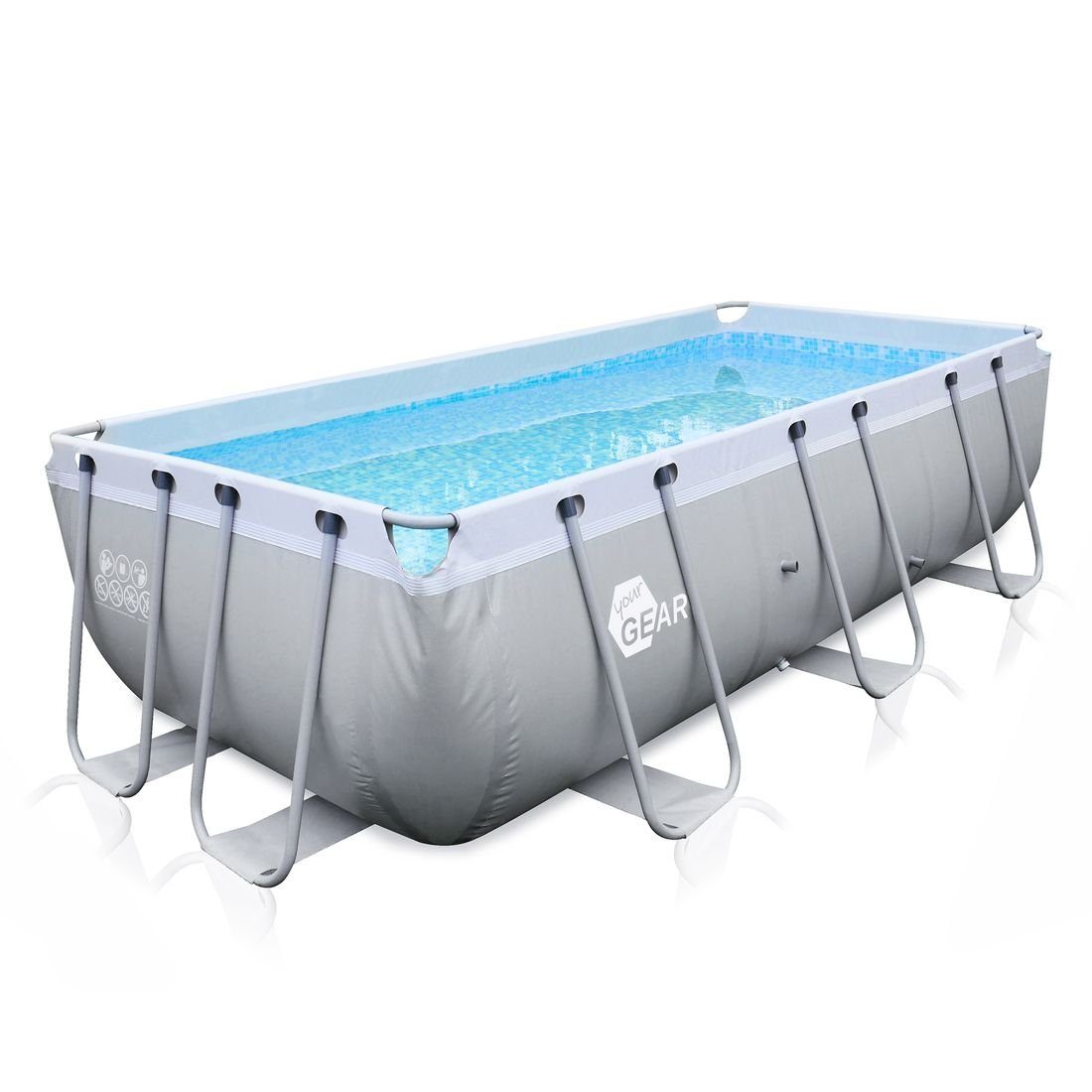 yourGEAR Rechteckpool yourGEAR Familien Pool 4x2x1m Stahlrahmenbecken Gartenpool Stahlrohrbecken Schwimmbecken Schwimmbad Planschbecken