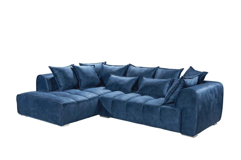 Ecksofa 320 ED Ecksofa, cm EXCITING 197 Blau DESIGN Couch Polstergarnitur Sofa Adamo x