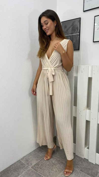 Worldclassca Jumpsuit Worldclassca Jumpsuit Pleated Party Overalls Gürtel Ärmellos Sommer