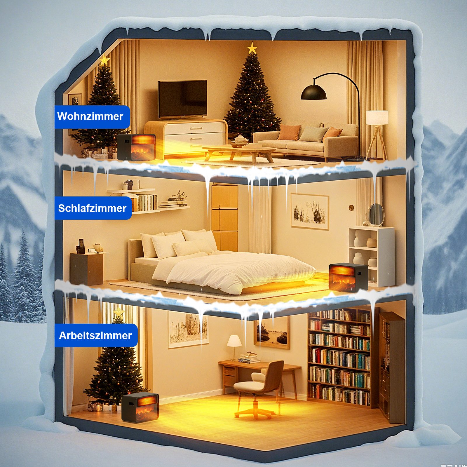 Teendow Keramikheizlüfter Heizlüfter Keramik, 3D-Flammeneffekt, heizung günstig online kaufen