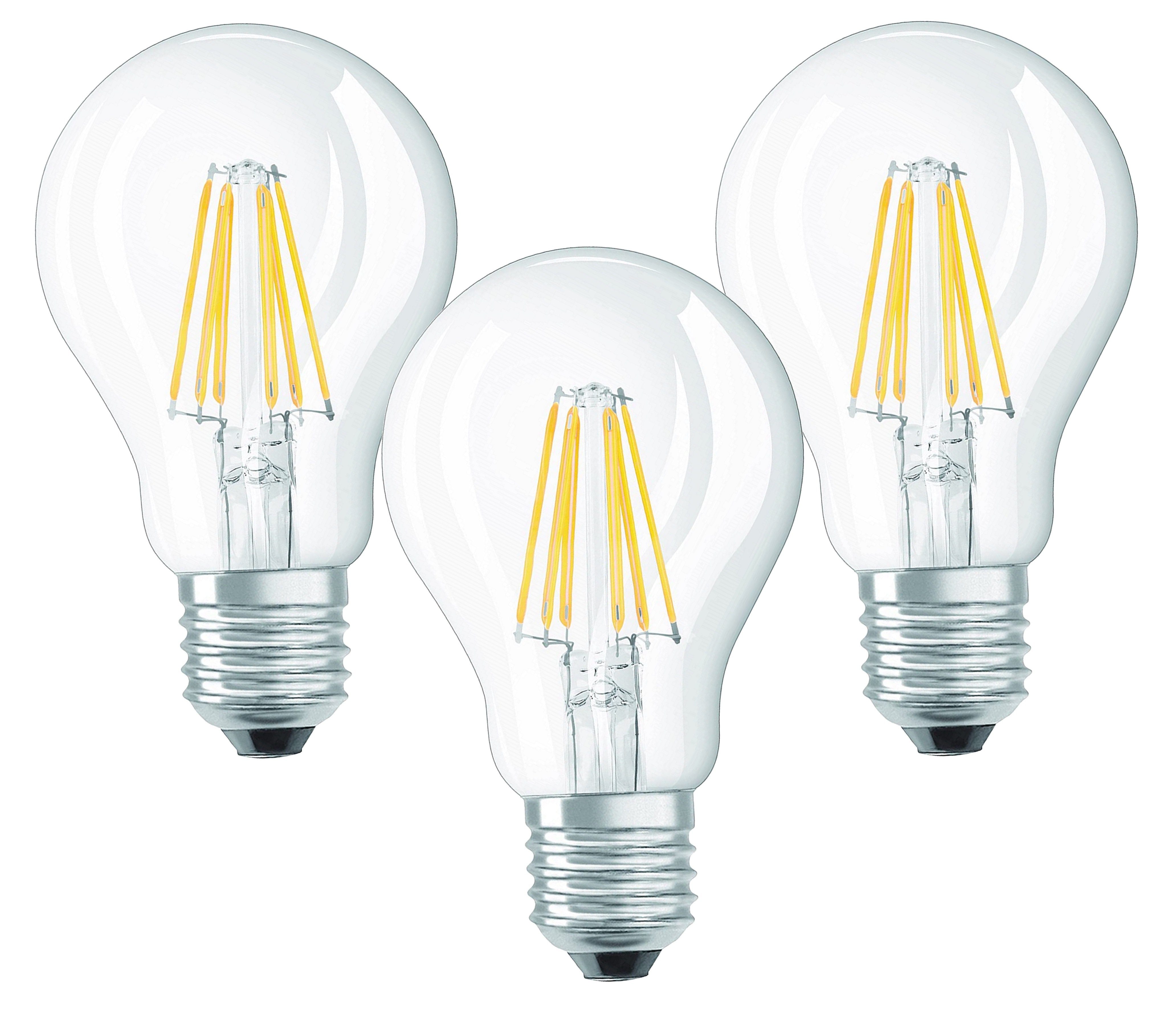 TRANGO LED-Leuchtmittel, 3er Pack E27001-3 LED Filament Birne 8 Watt 850 Lumen - 2700K warmweiß - Ersatz für 60W Glühlampe - Glühbirne - Birne in Tropfen Form mit E27 Fassung Abstrahlwinkel 360°, 3 St.