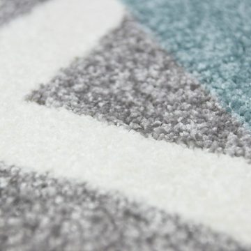 Teppich Wohnzimmer Teppich Skandinavisches Design in Türkis Creme Grau, Teppich-Traum, rechteckig, Höhe: 0.9 mm