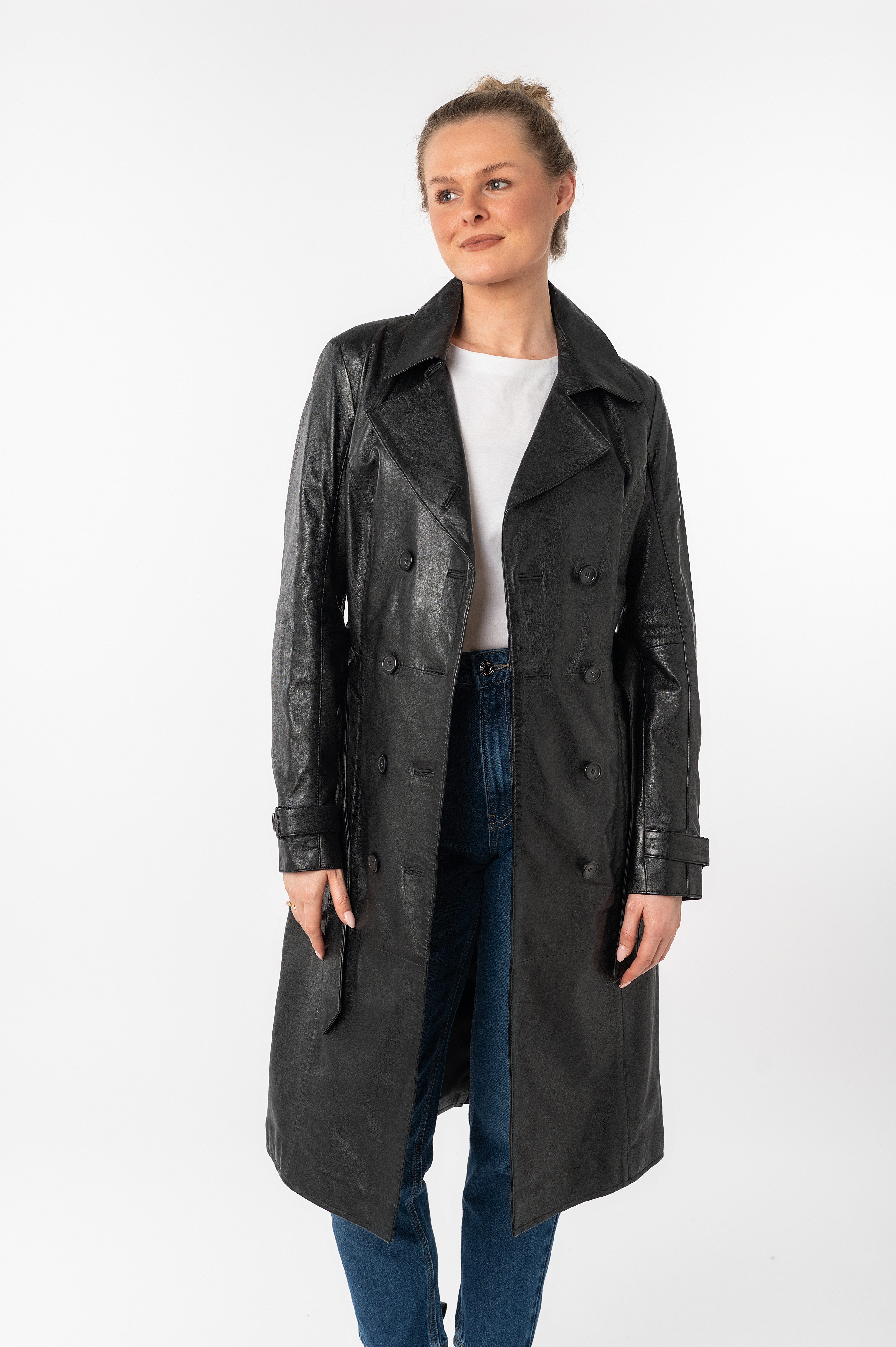 Mauritius Ledermantel GWTaruh OT (2-tlg) femininer Leder-Trenchcoat mit Bin günstig online kaufen