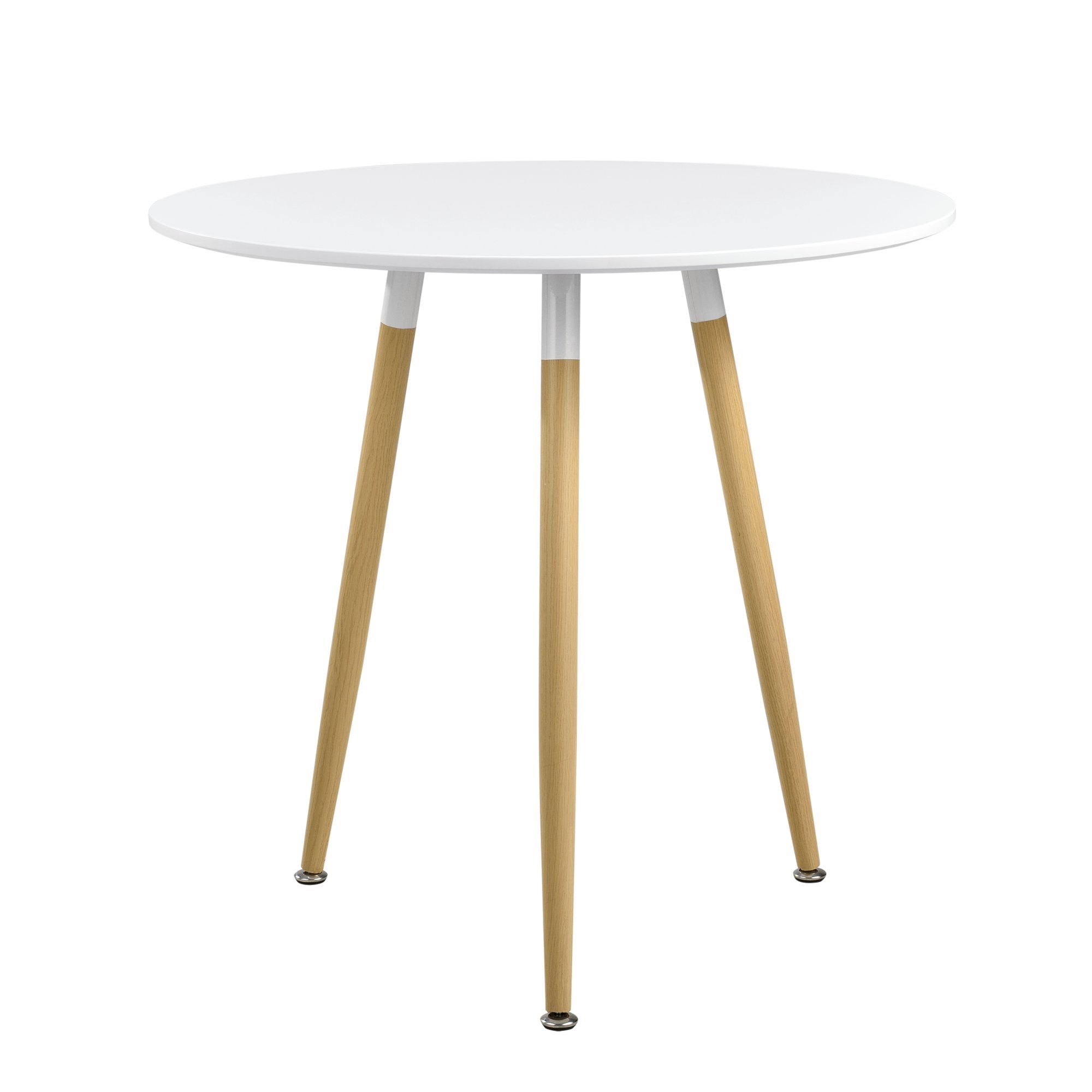 en.casa Esstisch, »Camille« rund [weiß seidenglanz] - Ø 80 cm