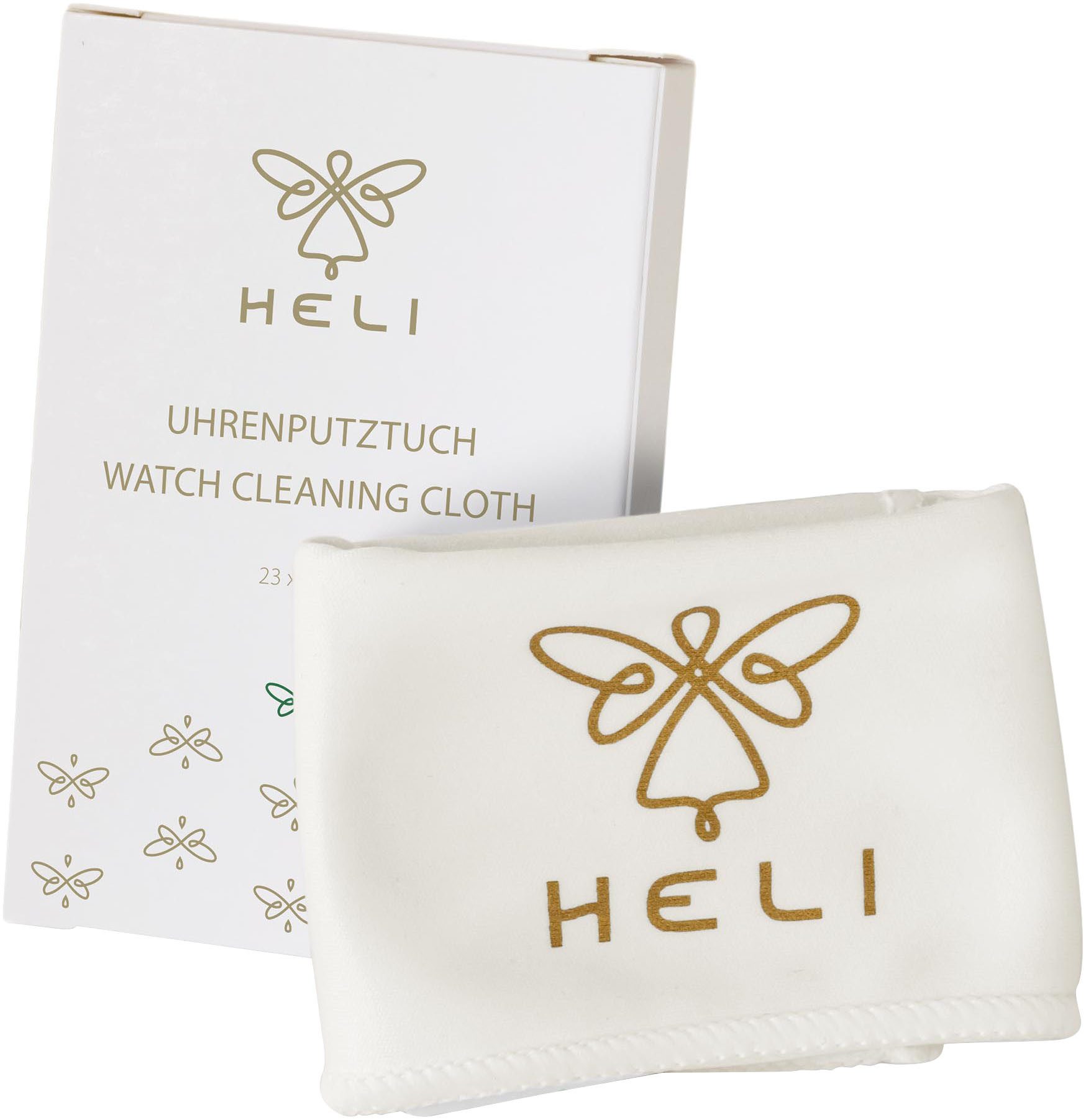 HELI 113040OT Pflegetuch (Mikrofaser, 23x23 cm, Quarzuhr, Armbanduhr, Reinigung, Edelstahlarmband, Putztuch)