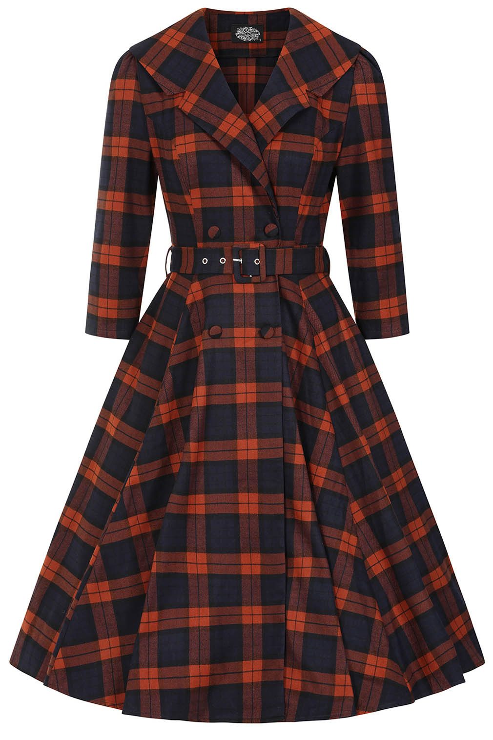 Hearts & Roses London A-Linien-Kleid Giselle Tartan Kariert Vintage Retro G günstig online kaufen