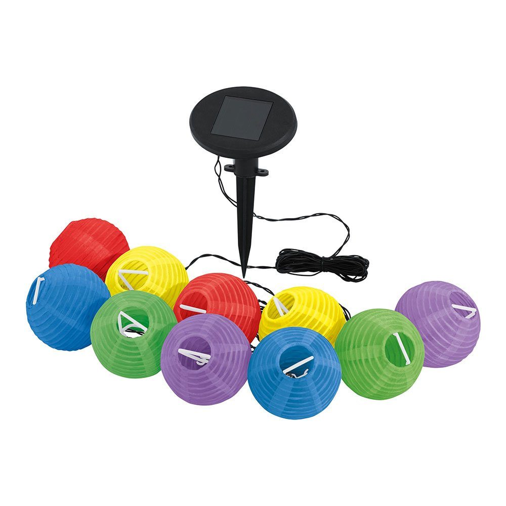 etc-shop Gartenleuchte, LED-Leuchtmittel fest verbaut, Warmweiß, Lichterkette Solarlampe LED Solarleuchte Erdspieß 10x Lampions