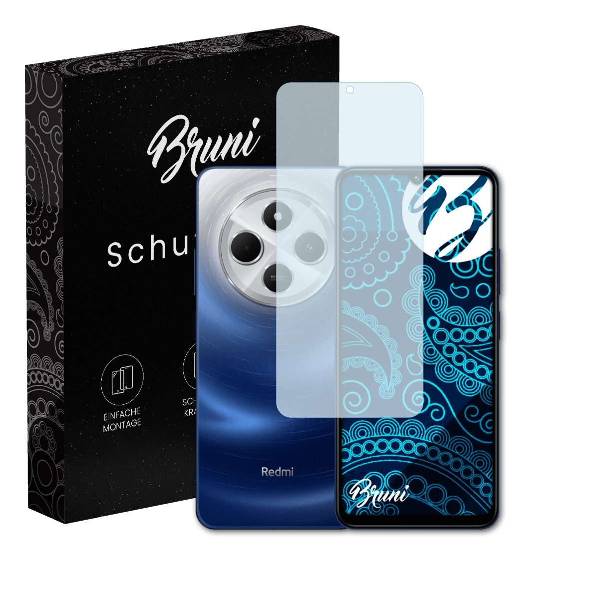 Bruni Schutzfolie Glasklare Displayschutzfolie für Xiaomi Redmi 14C, (2 Folien), praktisch unsichtbar