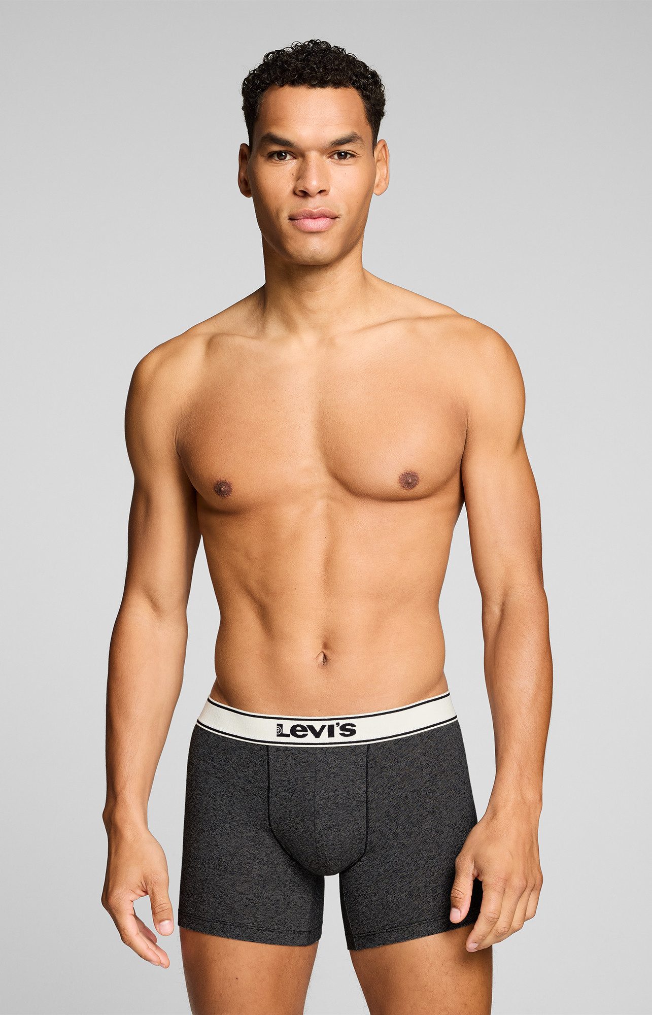 Levi's® Boxer LEVIS MEN VNTG HTR BOXER BRIEF 2P (2er Pack) ohne Eingriff, uni, meliert, Logo-Bund, elastisch