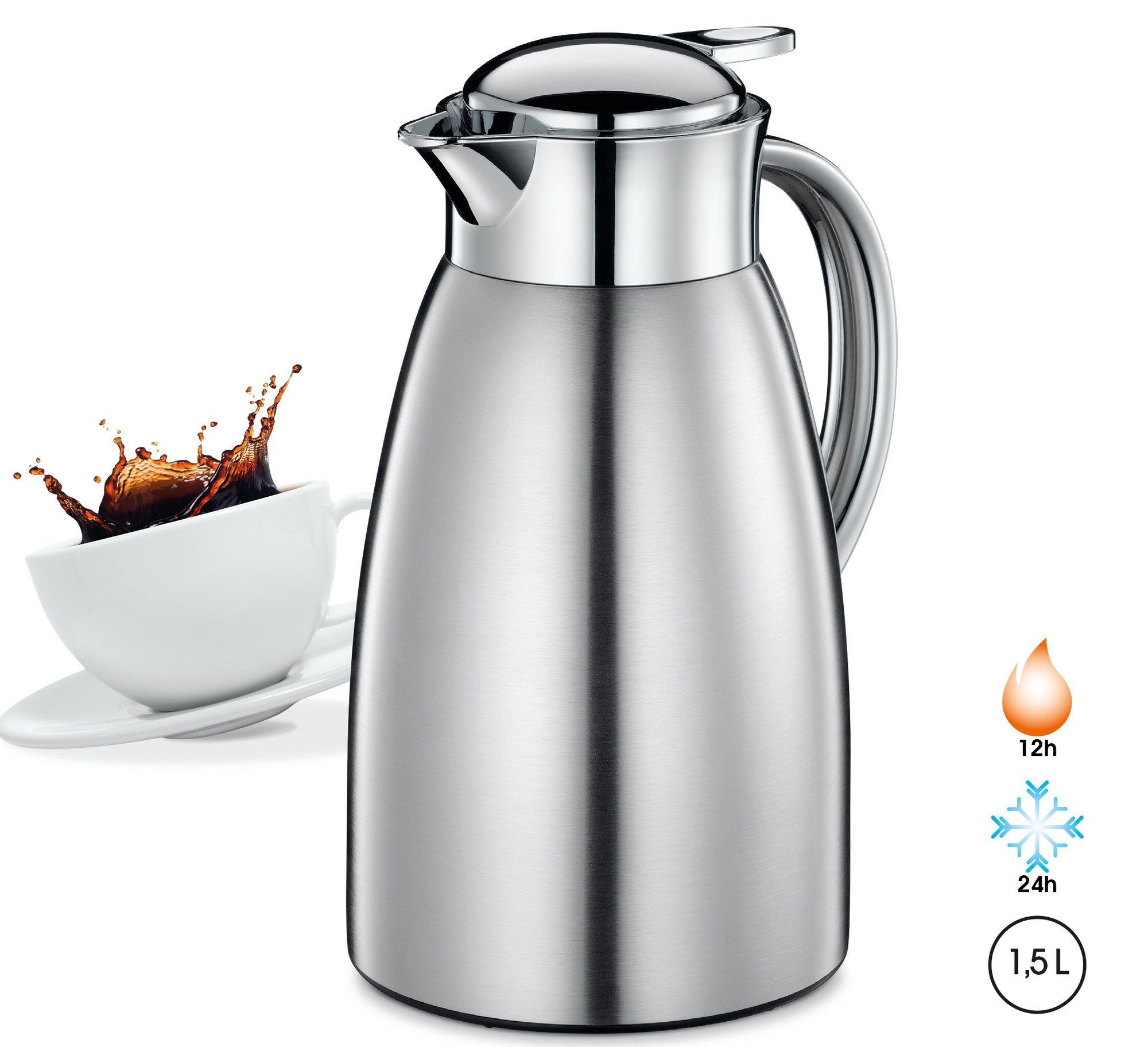 Küchenprofi Isolierkanne Isolierkanne Triest 1,5ltr. 2544183, 1.5 l, Bruchsicher und Doppelwandsystem