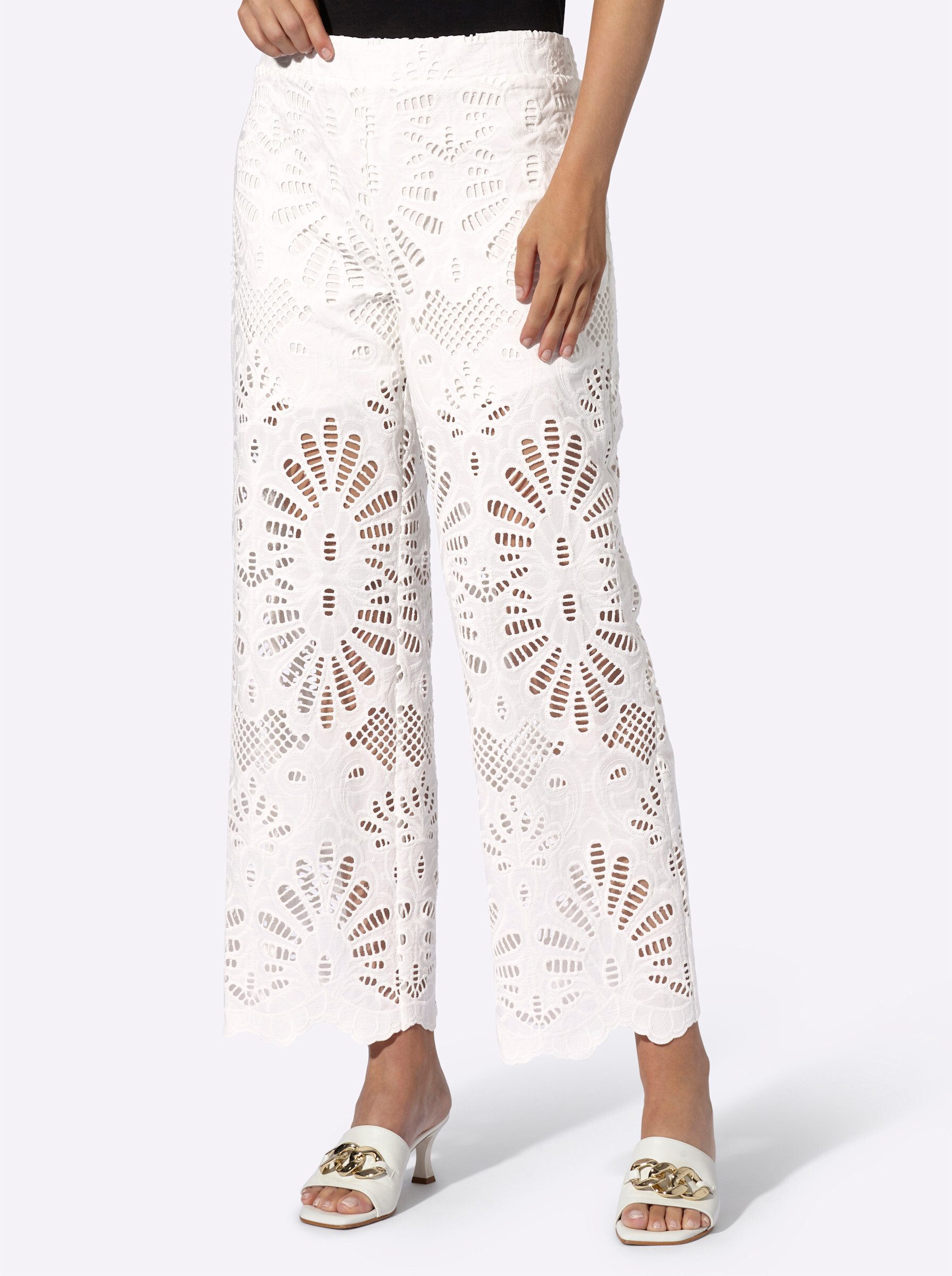 heine Jerseyhose Spitzen-Hose normal