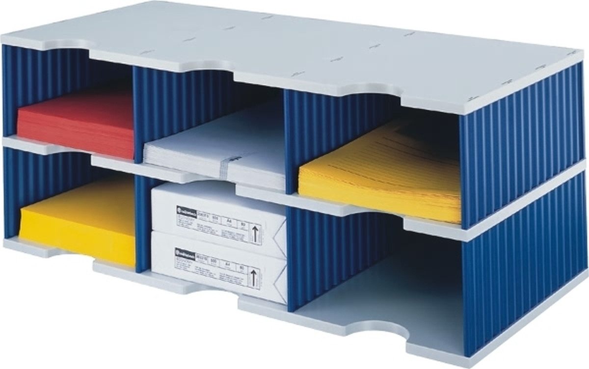 STYRO Organizer Sortierstation styrodoc trio JUMBO 6 Fächer grau/blau