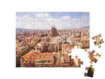 puzzleYOU Puzzle Kathedrale Sagrada Familia und Stadt Barcelona, 48 Puzzleteile, puzzleYOU-Kollektionen Sagrada Familia