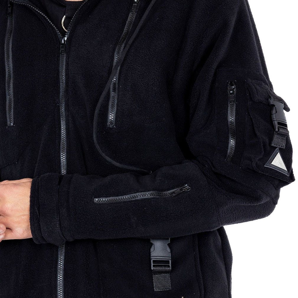 Chemical Black Blouson Troy Fleecjacke Gothic Flauschig Zip Taschen Hoodie