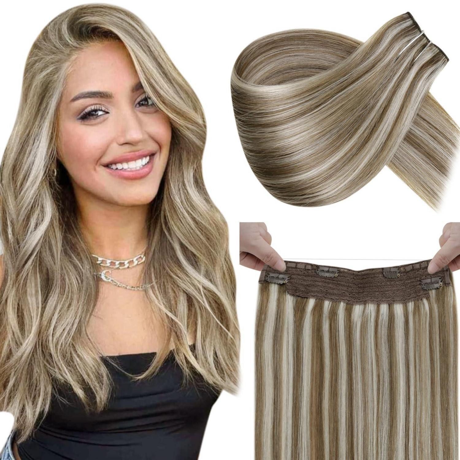 LuxusKollektion Echthaar-Extension Extensions Echthaar Flip Blond Fishline 45cm 80g 45 cm-w 1-1-#p8 24