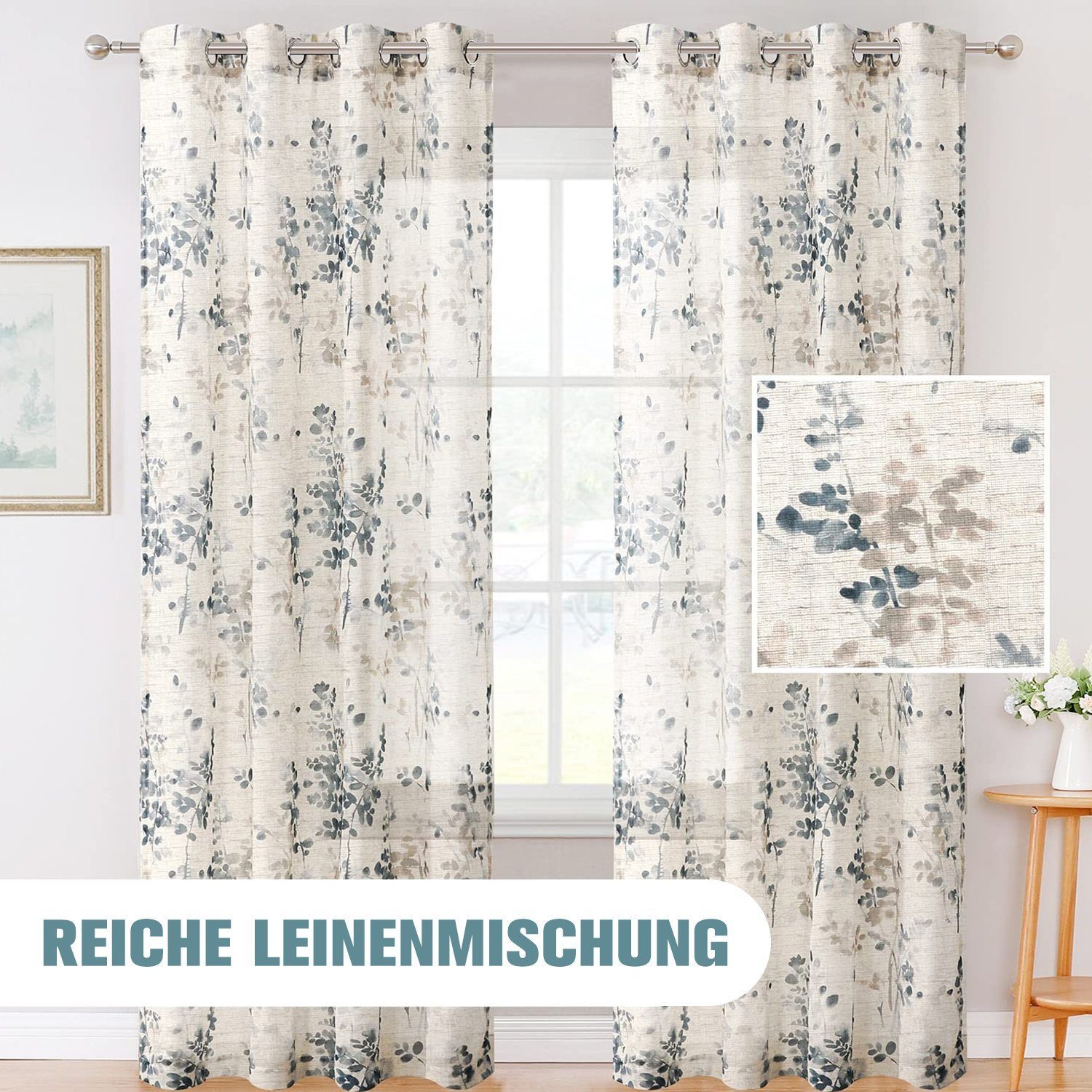 BYSURE Vorhang, Ösen (2 St), halbtransparent, günstig online kaufen