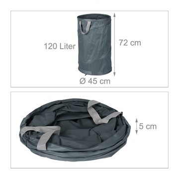 relaxdays Gartensack 2er Set Pop Up Laubsack 120 L grau