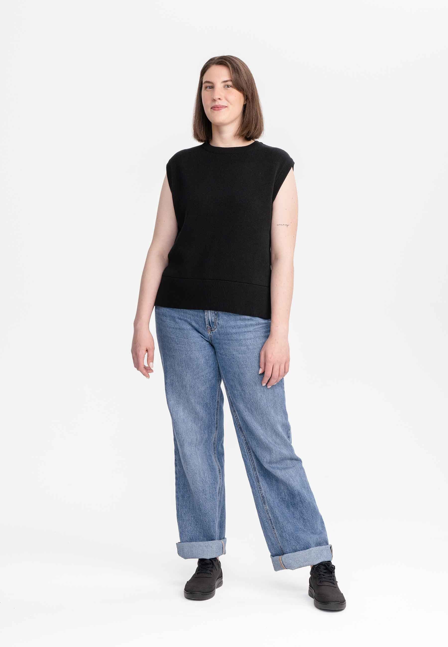 MELA Pullunder Jacquard Strick Pullunder Style JAMUNA Weicher Jacquard Strick