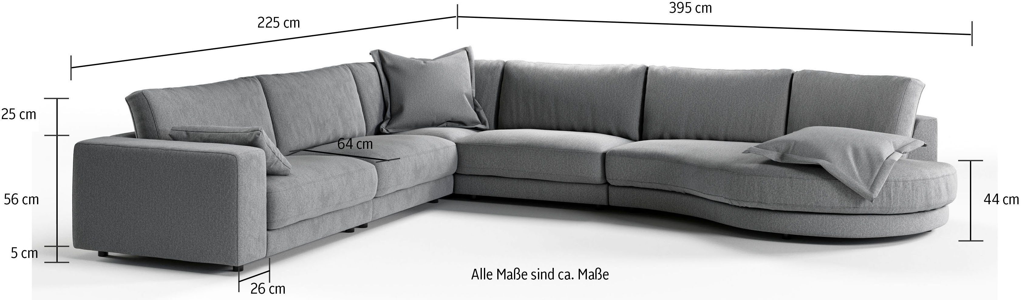 mit wahlweise 3C care Ecksofa Candy Flatterkissen, II, Easy Flecken-Schutz-Bezug 3 Enisa incl.