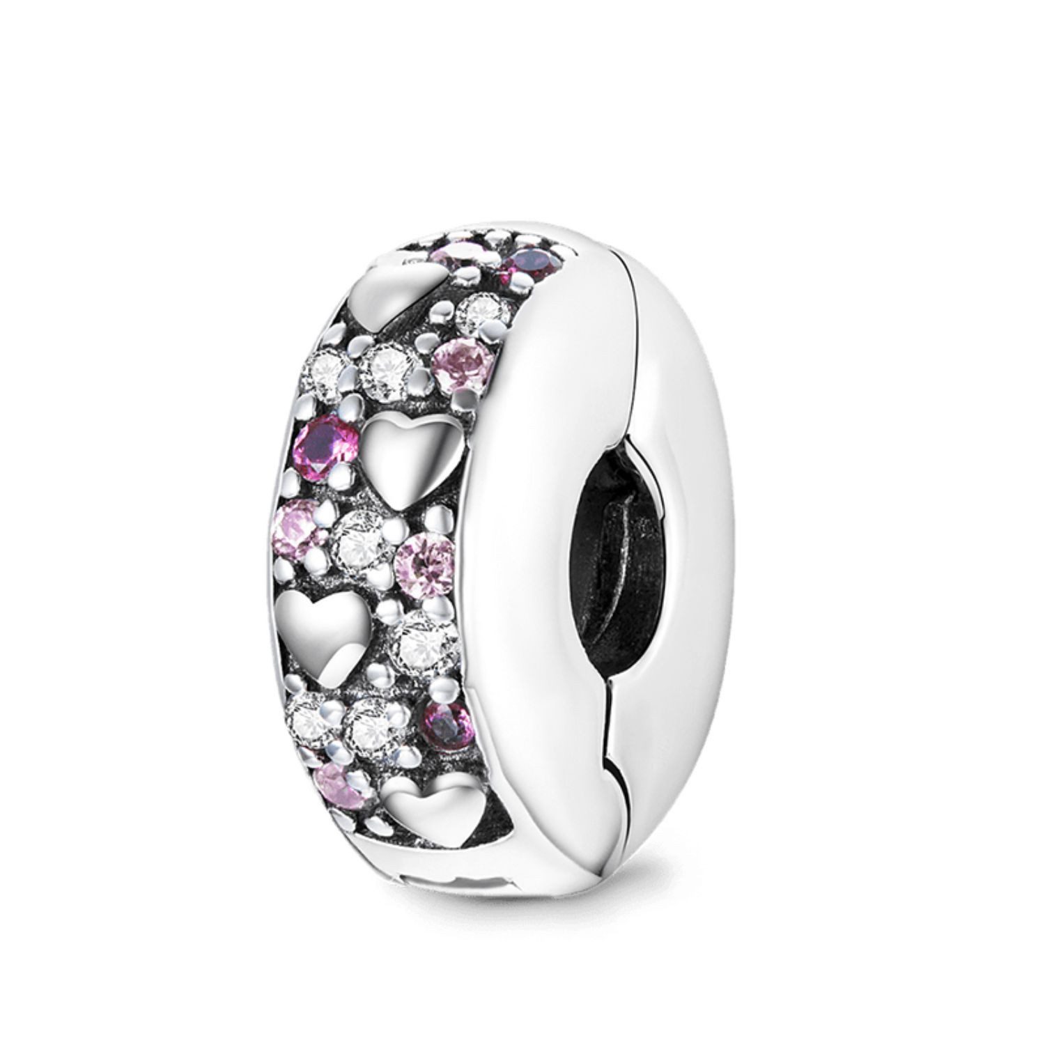 Gnoce Bead Gnoce Charm Stopper rosa Herzen GJC113 Silber