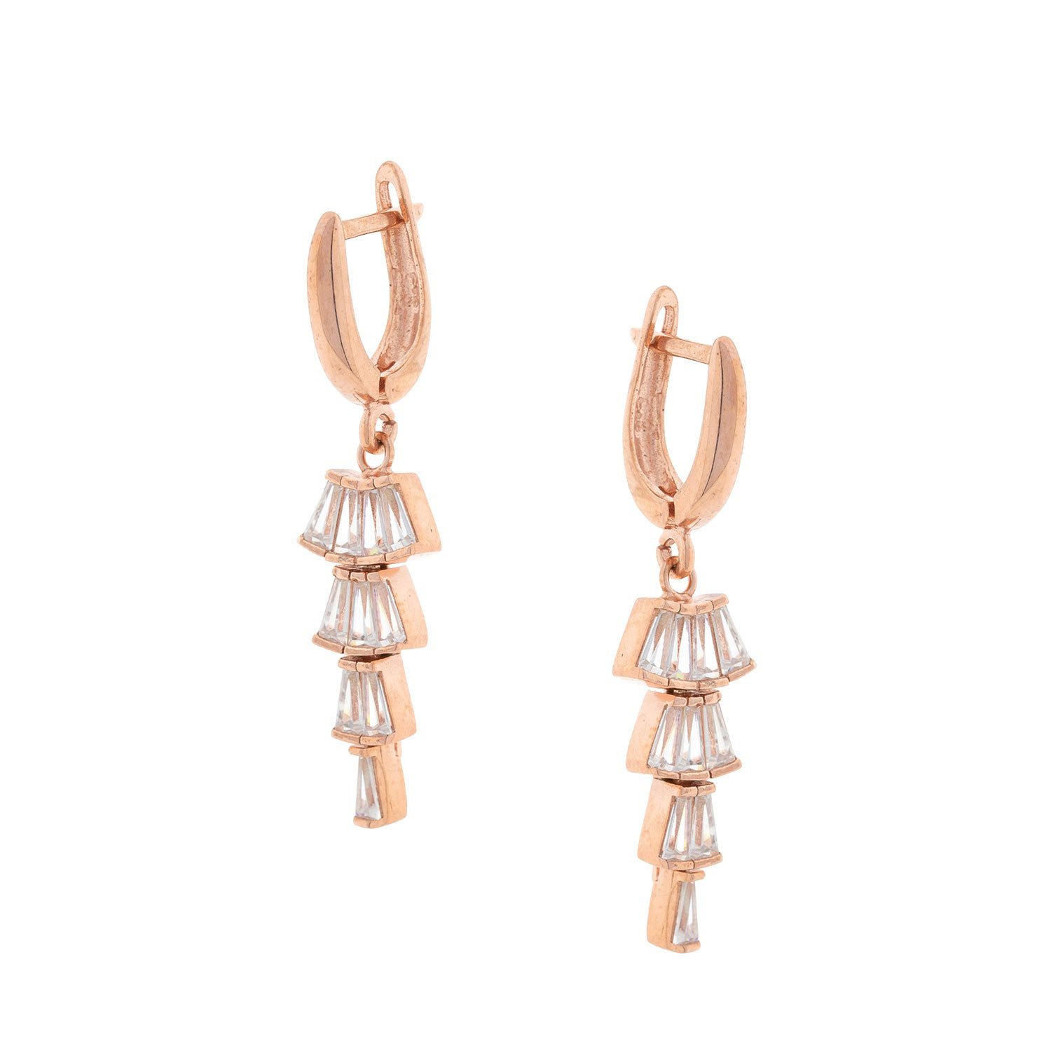Golders Paar Ohrhänger aus vergoldetem 925 Silber mit Glaskristallen (2-tlg), 925 Sterling Silber Silberschmuck für Damen