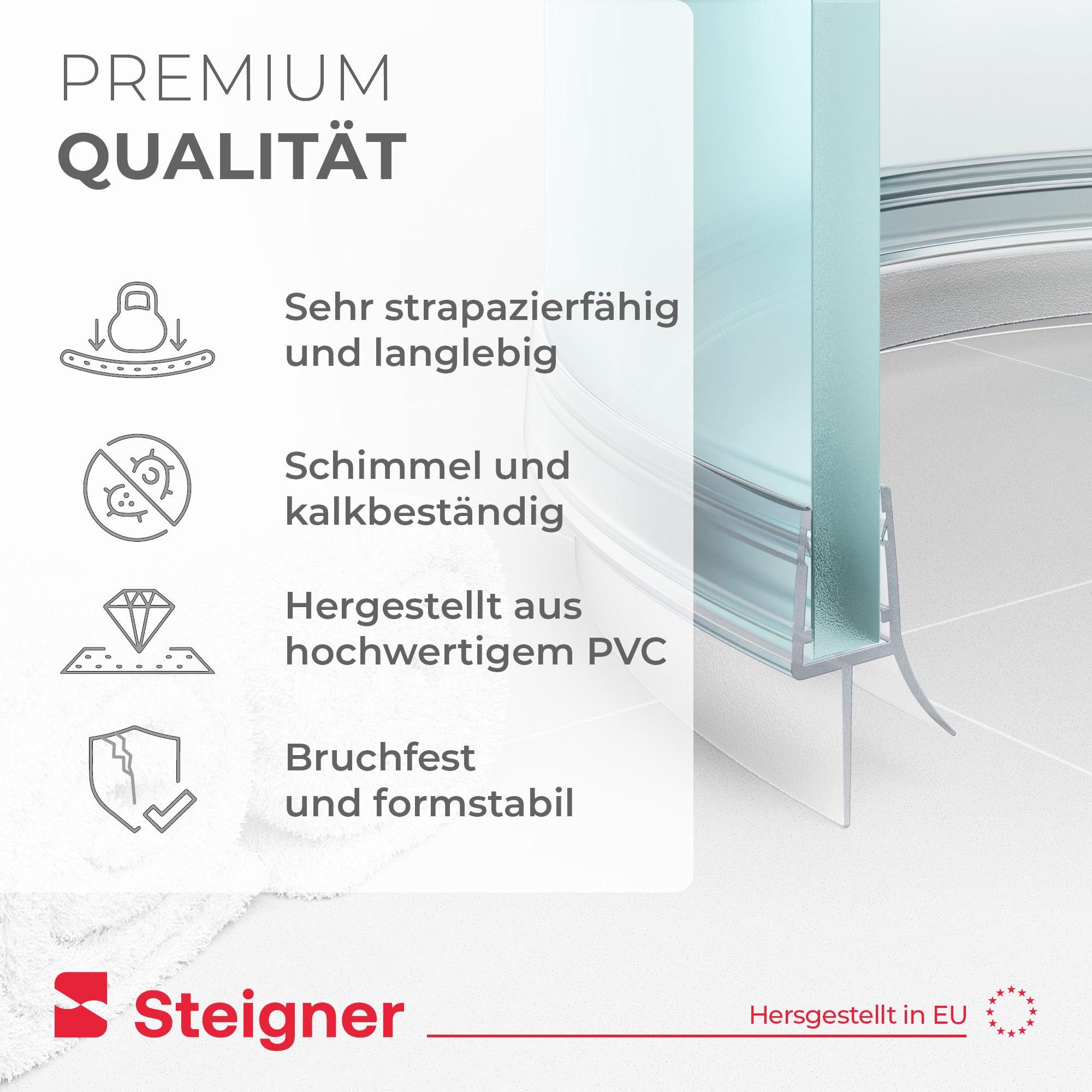 STEIGNER Duschdichtung Duschtürdichtung gebogen UK03 30 cm (1 Stk) Transparent 6-8 mm, L: 30 cm, (1 Stück Packung, Einzeldichtung), Duschdichtung Runddusche ode – Bild 4 von 5