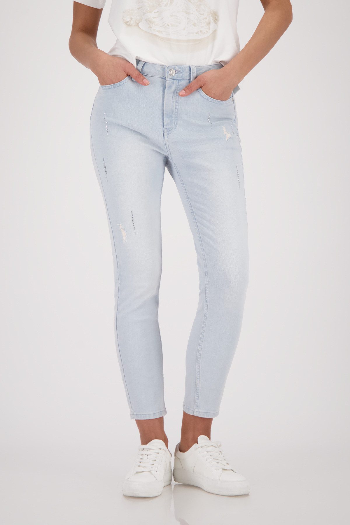 Monari 7/8-Jeans Basic mit strahlenden Strasssteinen, 5-Pocket-Form