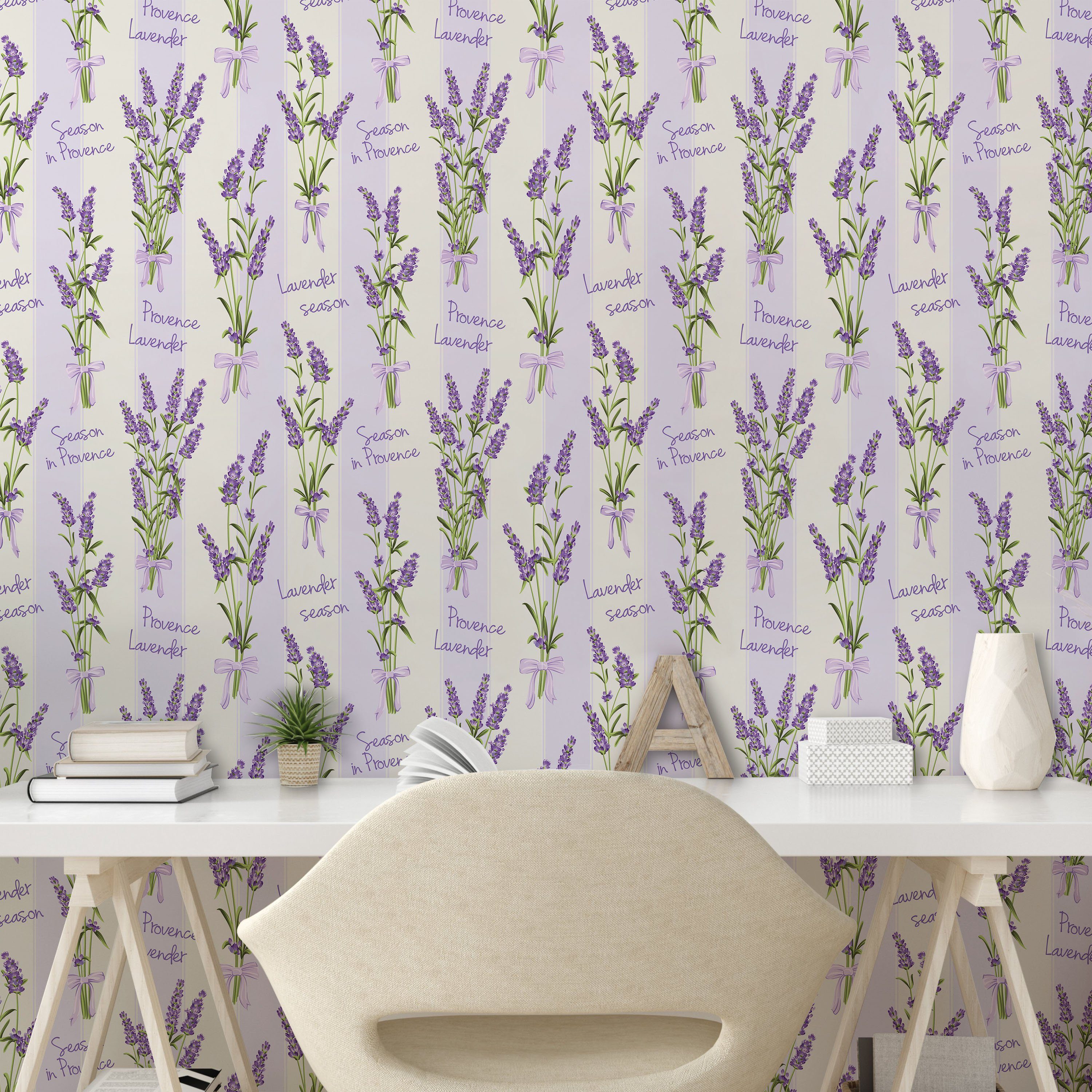 Abakuhaus Vinyltapete selbstklebendes Küchenakzent, und Lavendel Streifen Wohnzimmer Blumen