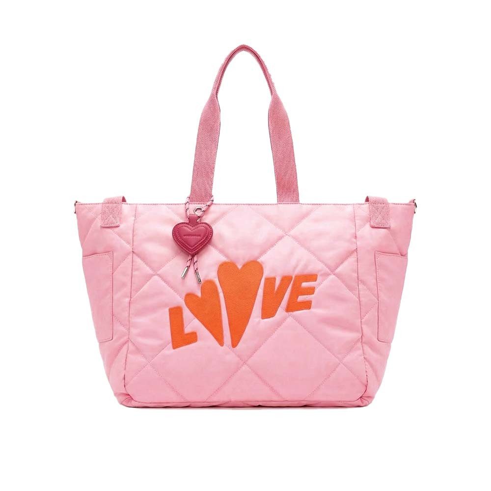 Miss Goodlife Umhängetasche Quilted Bag Shopper-Tasche mit Stickerei und Herz-Anhänger