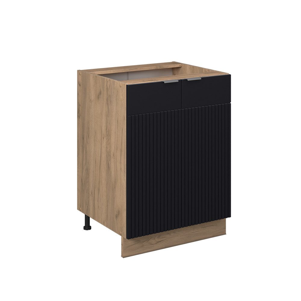 Vicco Unterschrank Fame-Line, Schwarz gestreift/Goldkraft Eiche, günstig online kaufen