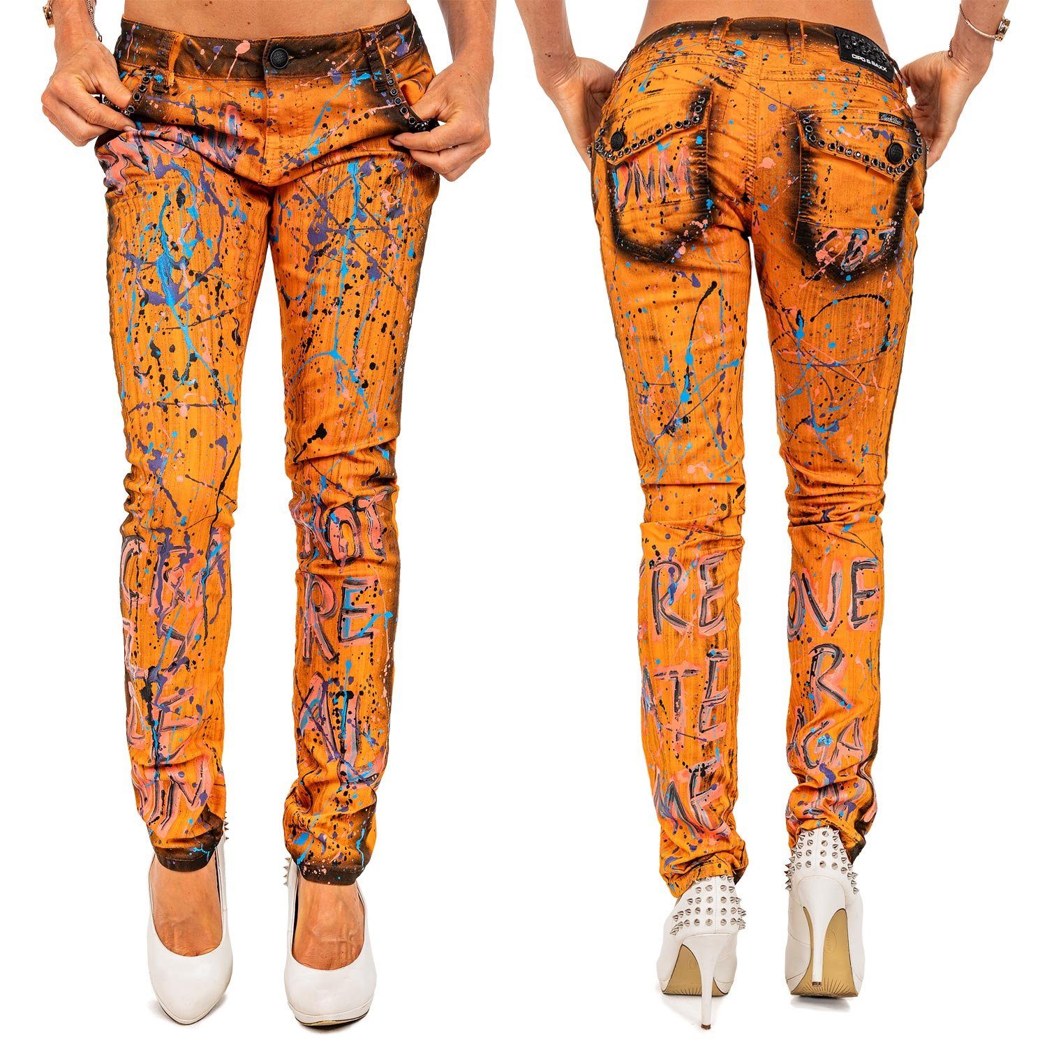 Slim-fit-Jeans Damen Slim Fit Hose Mid Waist BA-WD445