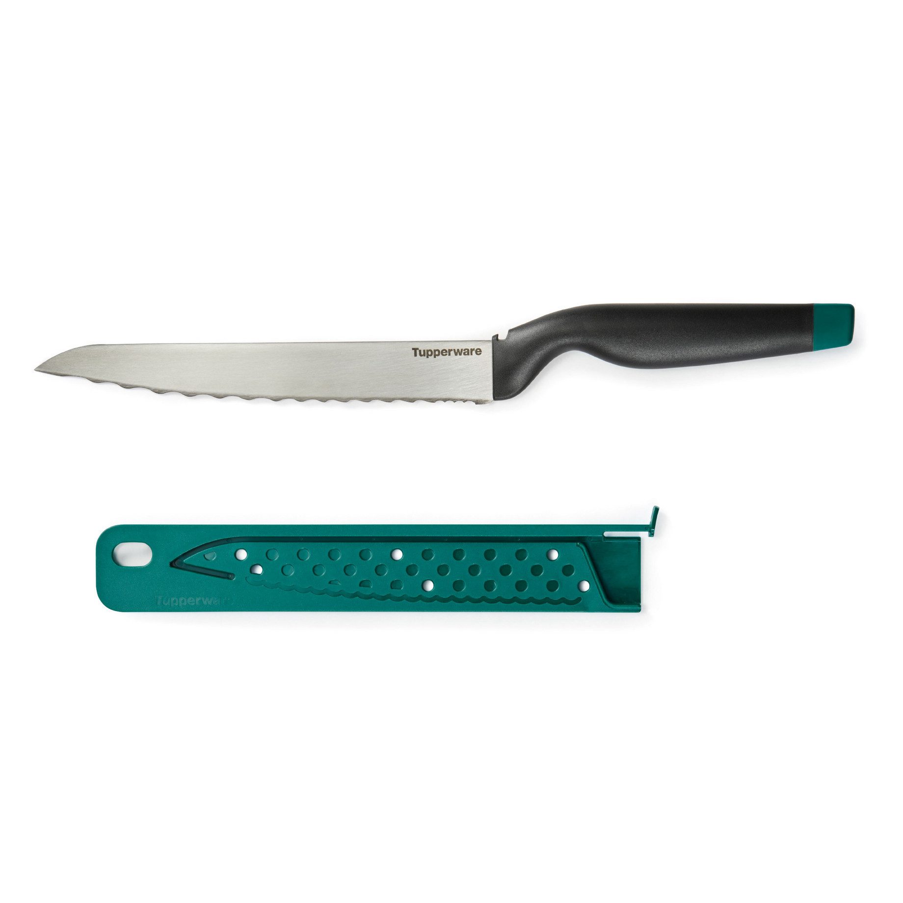 TUPPERWARE Brotmesser Tupperware Brotmesser A-Serie mit Wellenschliff petrol