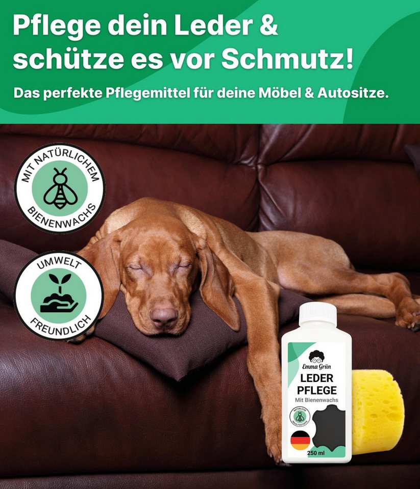 Thumbnail - Emma Grün Reiniger & Lotion mit Bienenwachs Lederpflegeset, pflegt Sofas, Schuhe & Jacken ohne zu fetten, 100% Made in G...