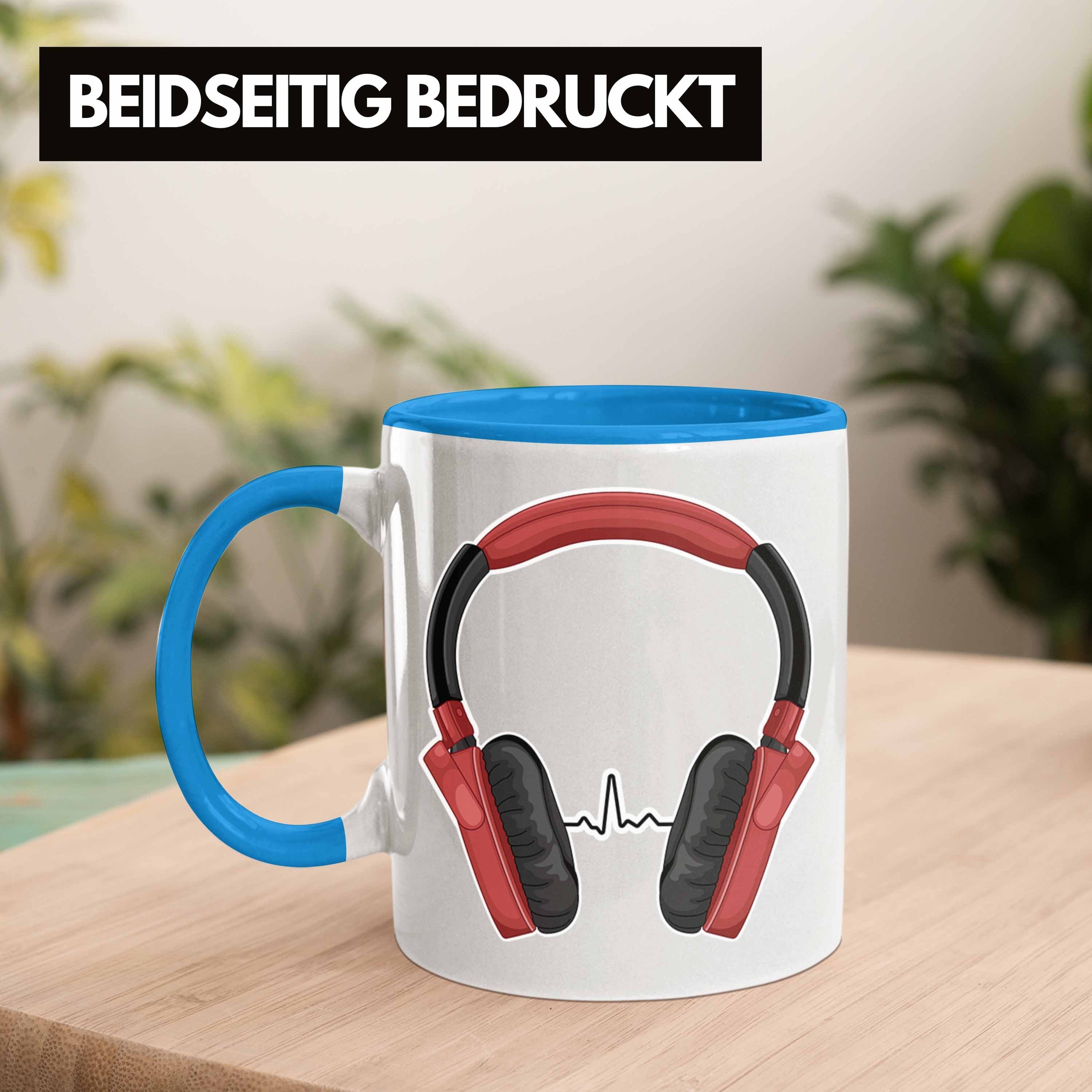 Herzschlag Trendation Geschenk Blau Coach Musikliebhaber Geschenkidee Musiker - Tasse Musik Tasse Trendation Musiklehrer Geschenkideen Musiklehrerin