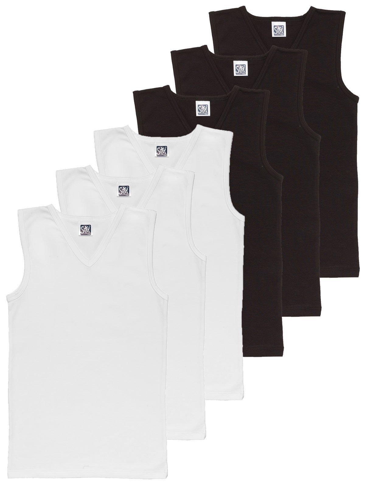 Sweety for Kids Unterhemd 6er Sparpack Knaben City Shirt Single Jersey (Spar-Set, 6-St) hohe Markenqualität schwarz weiss