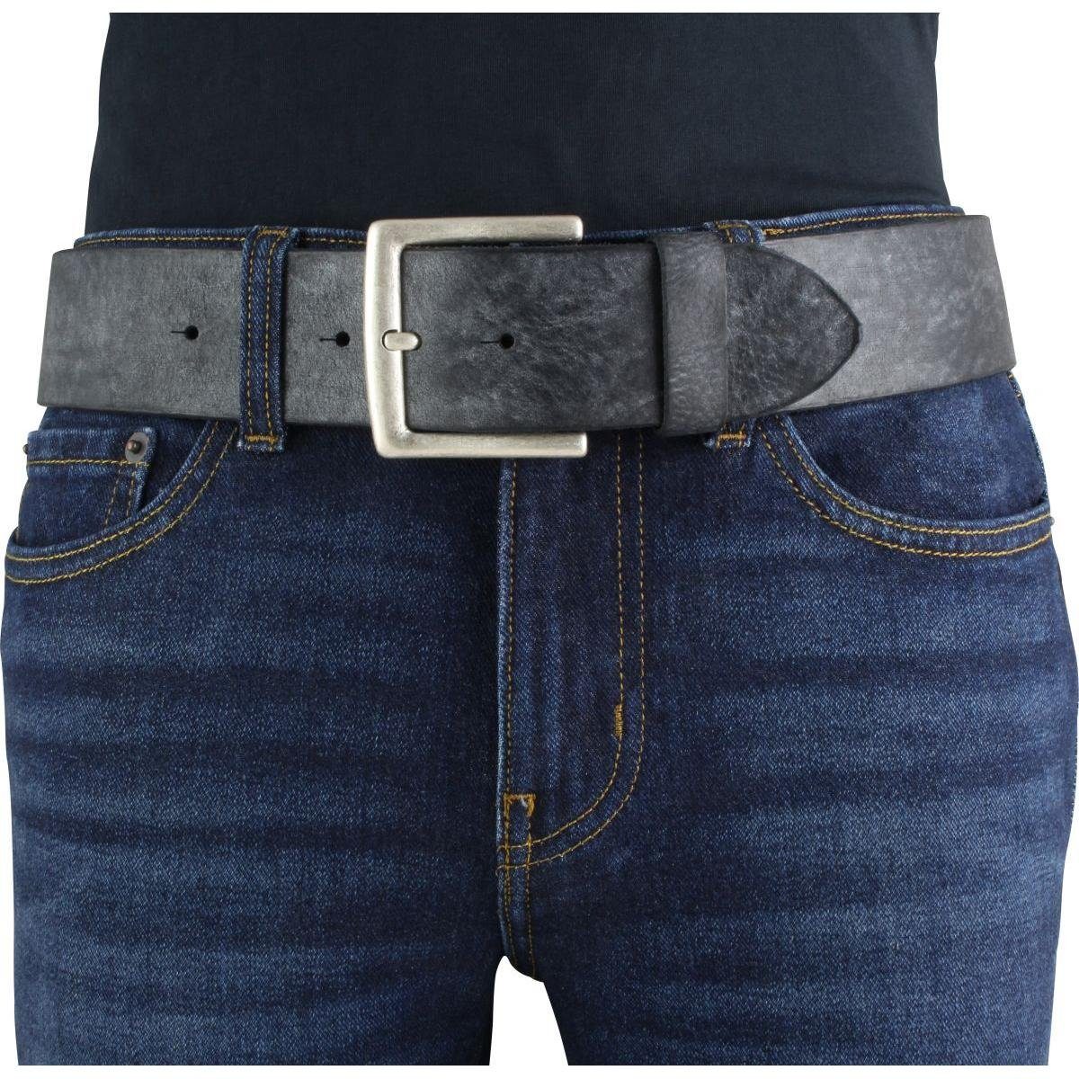 BELTINGER Used-Look 5 Dunkelgrau, Vollrindleder Jeans-Gürtel - Ledergürtel Altsilber cm für weichem Dam Gürtel aus