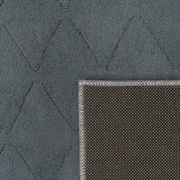 Teppich Haarlem 942, Paco Home, rechteckig, Höhe: 10 mm, Kurzflor, Uni Farben, Hoch-Tief Effekt, geometrisch, weich & kuschelig