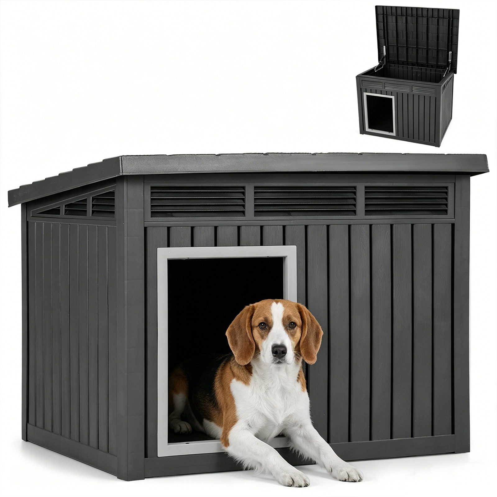 KOMFOTTEU Hundehütte, Hundehaus für mittelgroße Hunde, Isoliert & Wetterfest von KOMFOTTEU