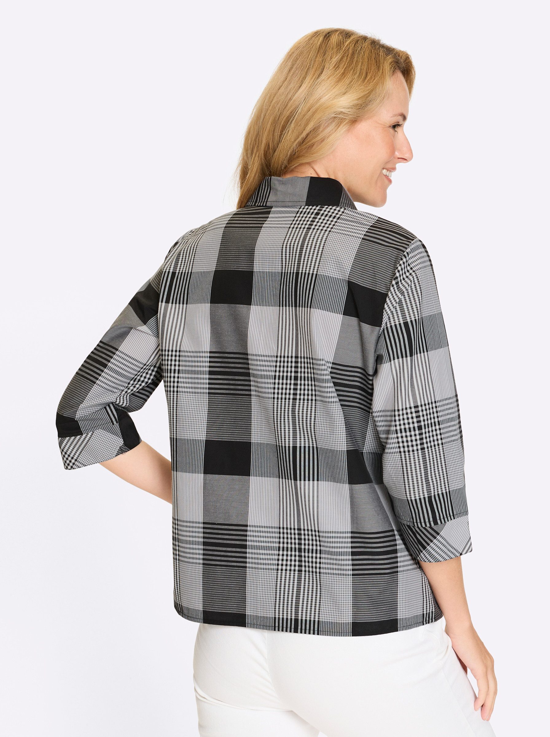 Sieh an! Klassische Bluse Karo-Bluse 3/4-Arm günstig online kaufen