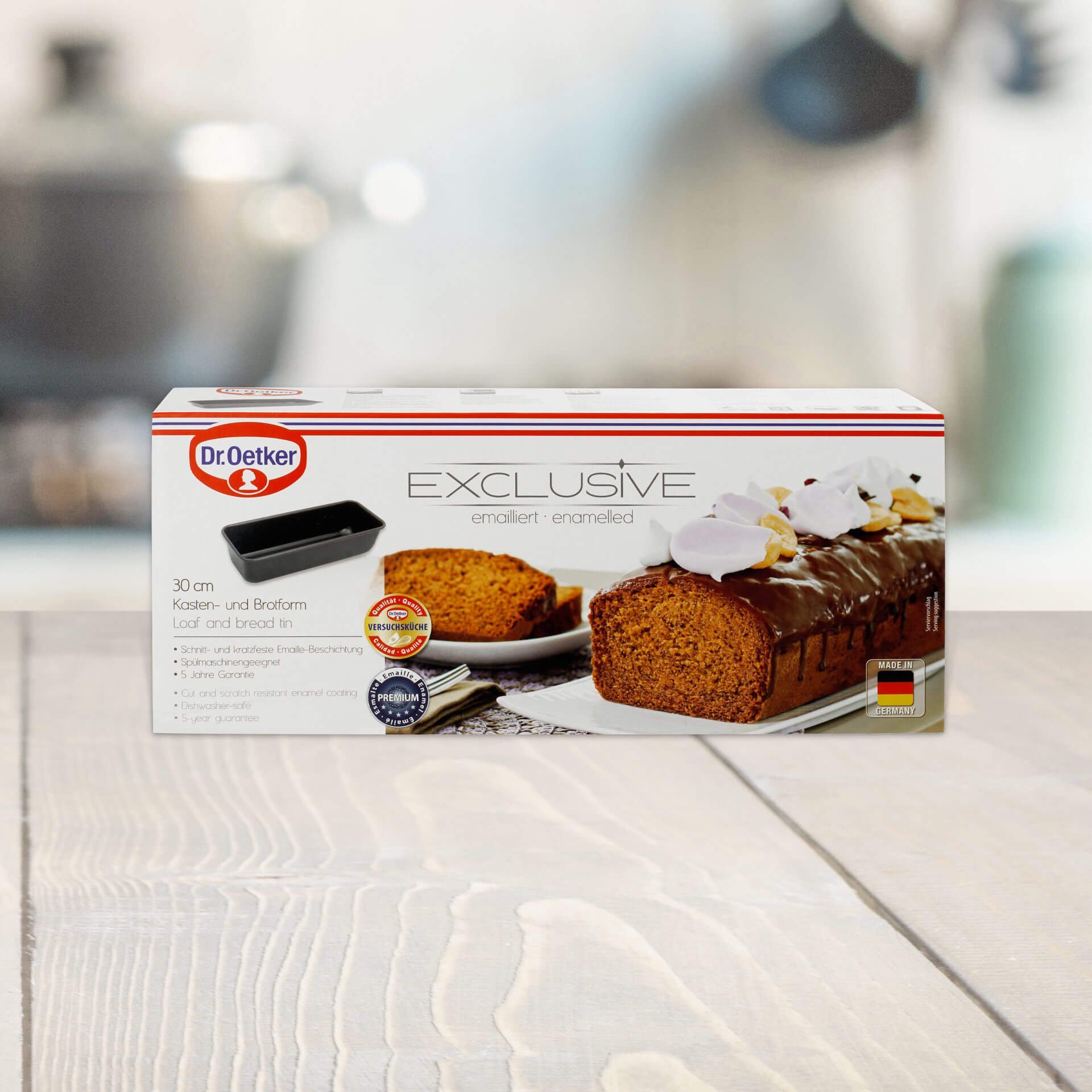 Dr. Oetker Küchenhelfer Kastenform Exclusive, Kasten- und Brotform, 30 cm, Schnittfest und kratzfest, fruchtsäurebeständig, Made in Germany