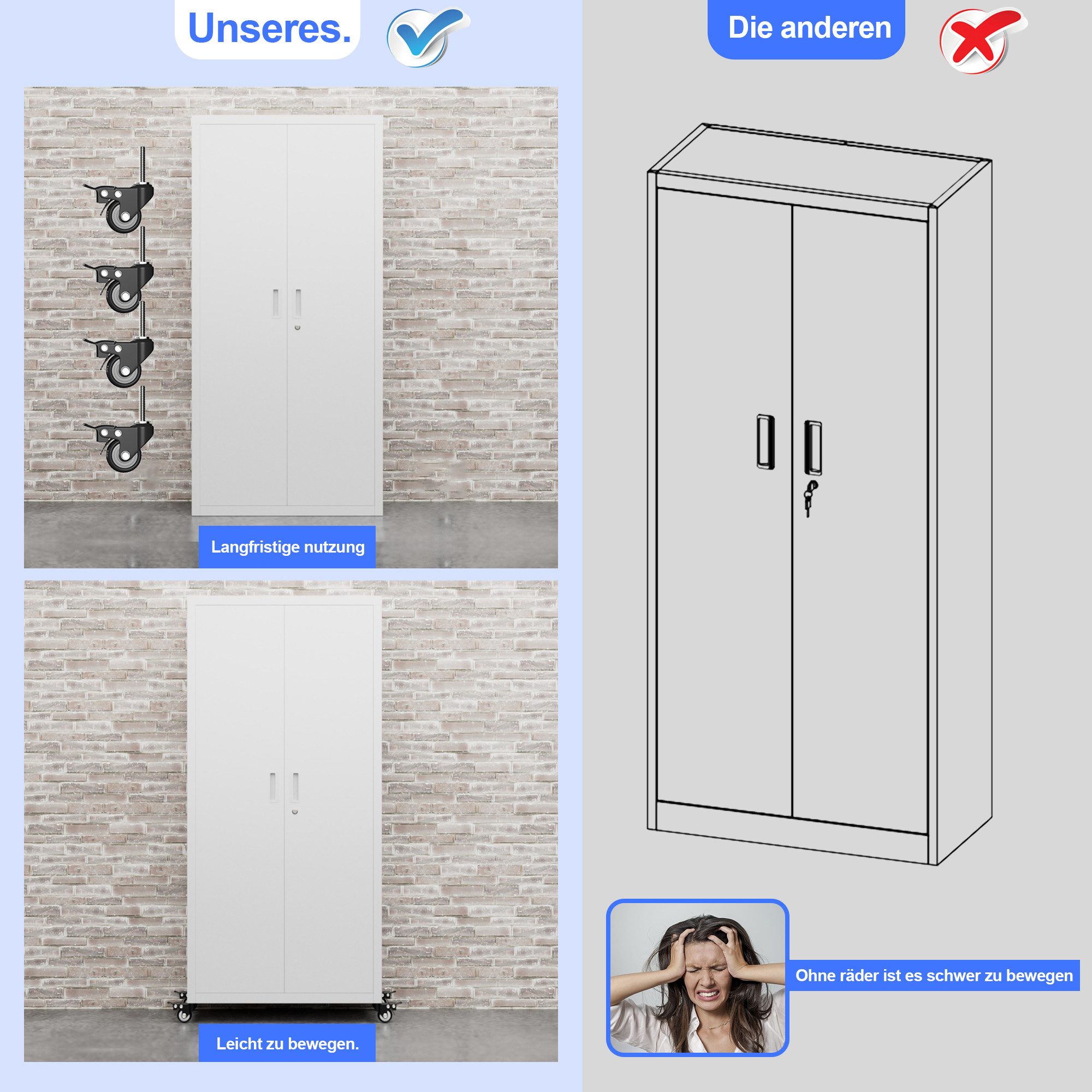 AOBABO Fächerschrank für autos, räder, eingebaute rollen (1er Set) mit zwei günstig online kaufen