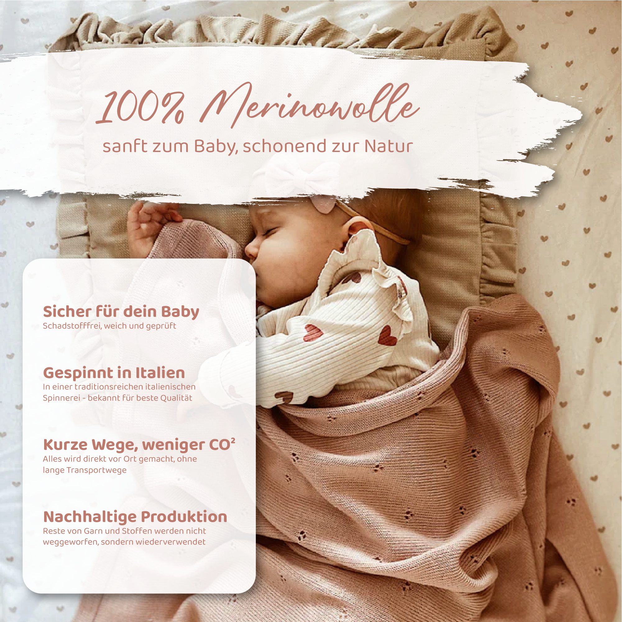 Babydecke 100% Merinowolle 75×100 cm Baby Geschenk Strickdecke Wolldecke, Blätterschming