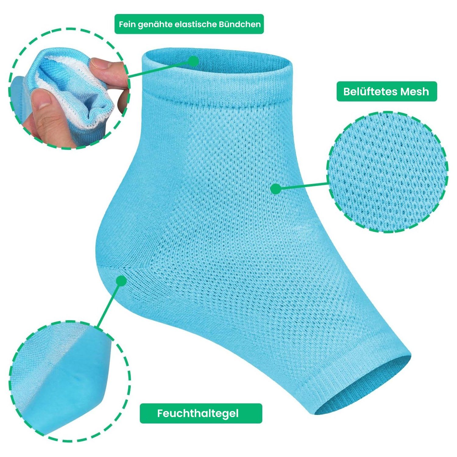 MAGICSHE Funktionssocken fersenpolster 5 zehenlose Paar Fußpflege, Fersenweicher Socken