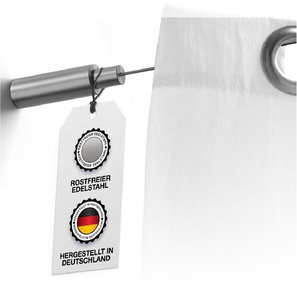 PHOS Design Seilspanngarnitur : Axiales Seilspannsystem aus Edelstahl, für Gardinen und Vorhänge, (SSA18Set5), mit Wand zu Wand Montage - 100% Made in Germany