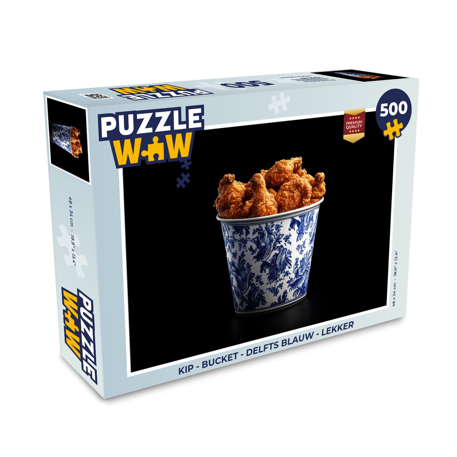 MuchoWow Puzzle Huhn - Eimer - Delfter Blau - Schmackhaft, 500 Puzzleteile, Foto-Puzzle, Bilderrätsel, Puzzlespiele, Spielzeug