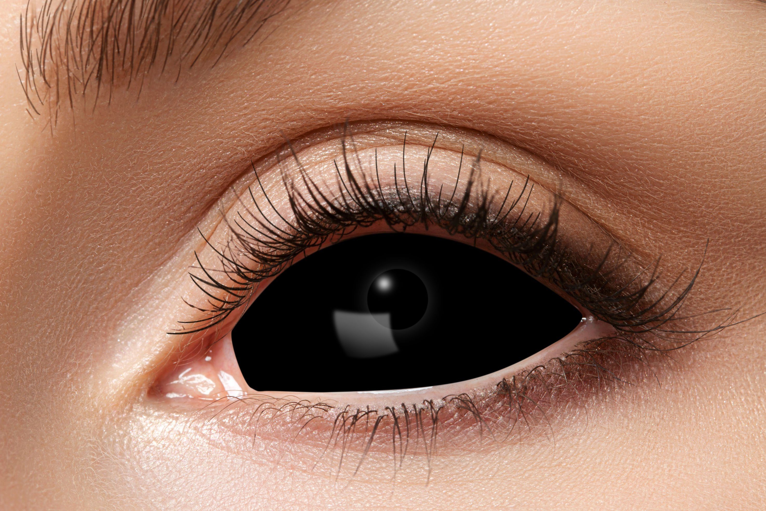 Eyecatcher Farblinsen Sclera 22mm schwarz. Zombie Kontaktlinsen. 6  Monatslinsen