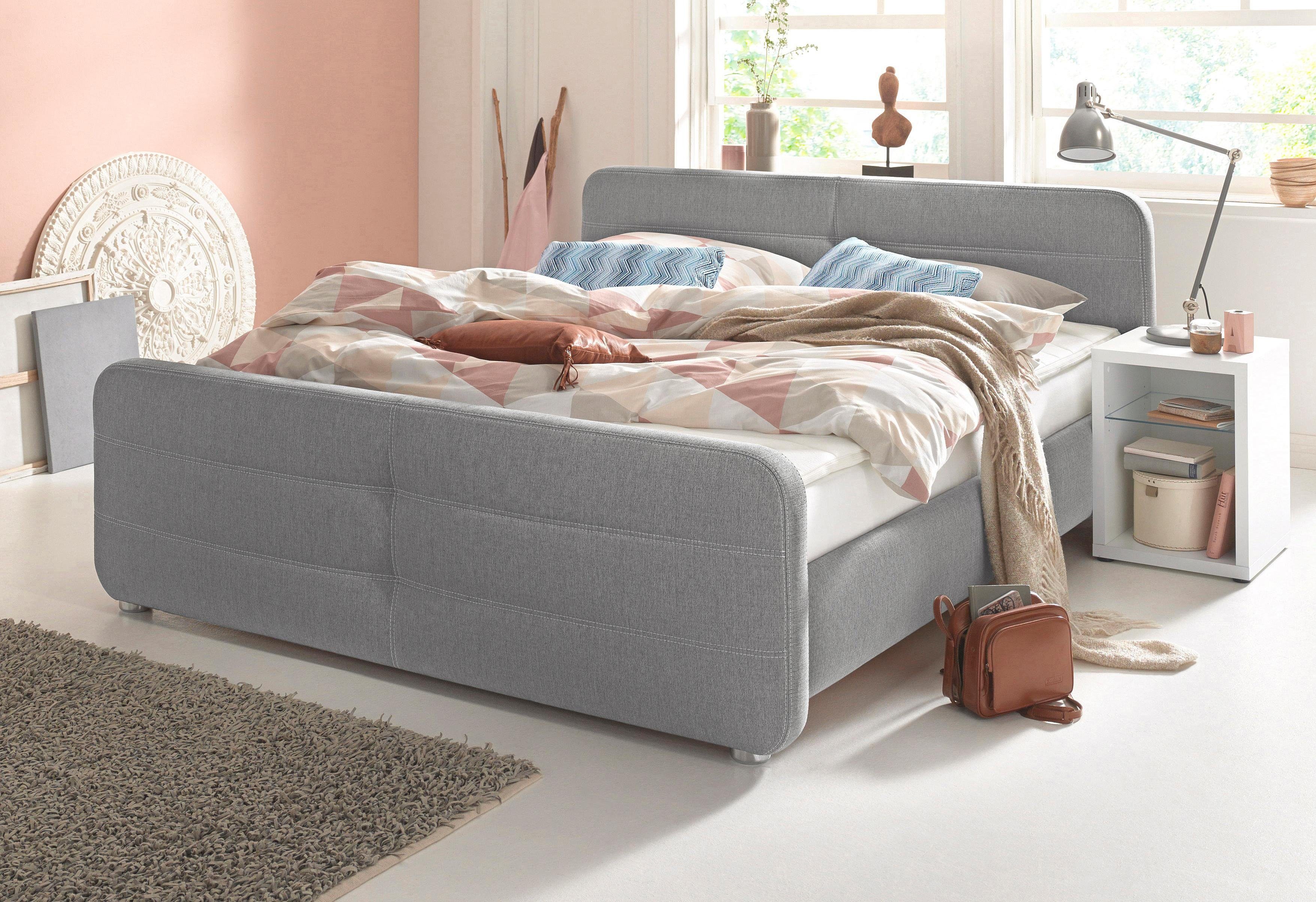 Boxspringbett inkl. Topper in hellgrau 